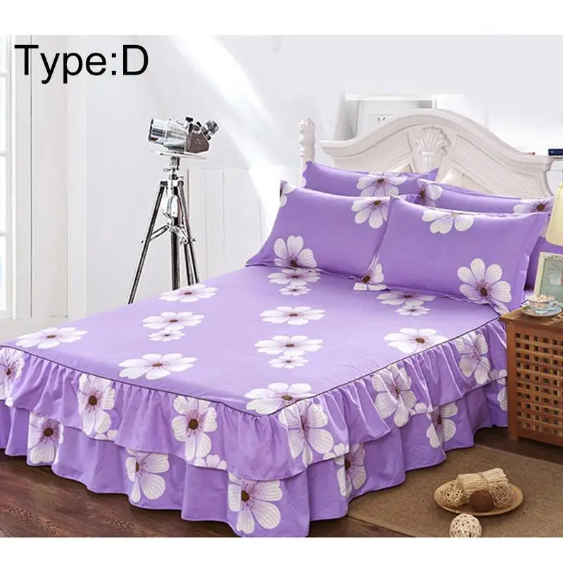 D Bed Skirt 150x200 см кровать Размер королева полиэстер Европейский покрывала в стиле Пастораль хлопок наматрасник наволочка Свадебные постельные принадлежности набор# EW - Цвет: D Bed Skirt