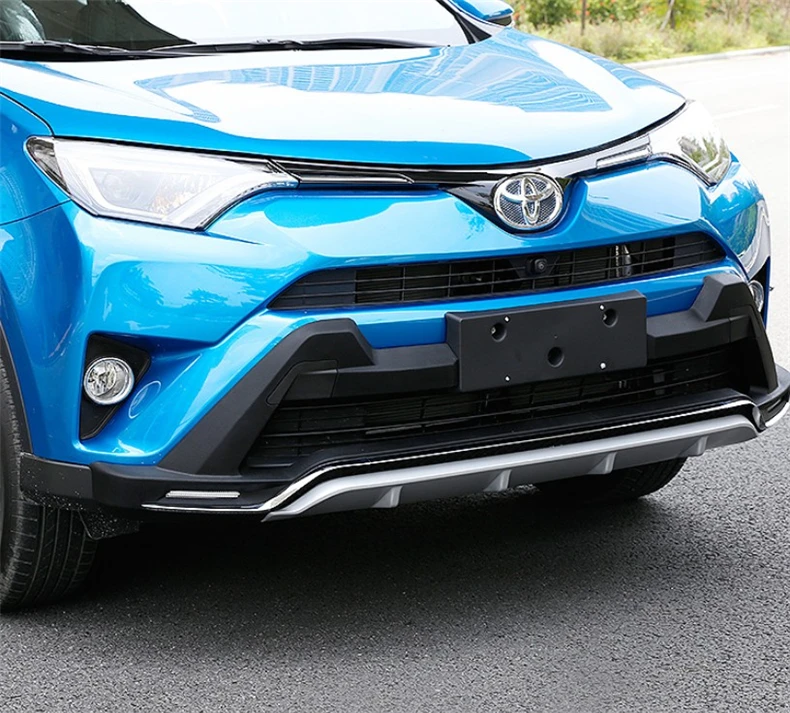 Для TOYOTA RAV4 2016.2017.2018 бампер Защита авто передний + задний пластина ремень СИД DRL