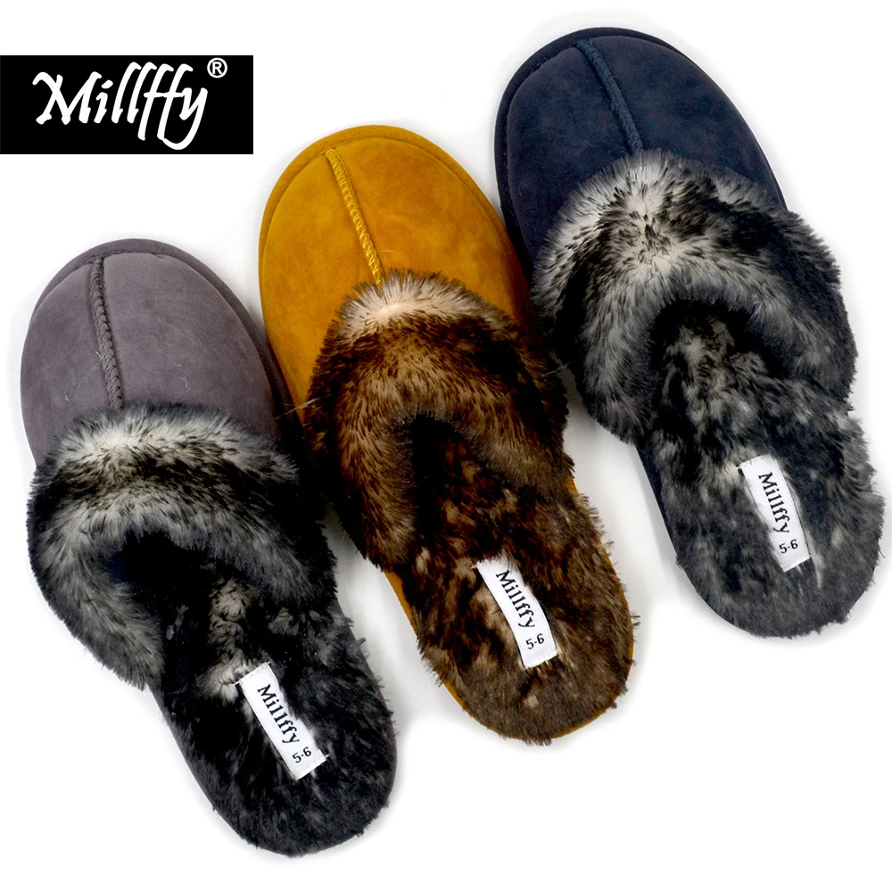Millffy/женские домашние тапочки без застежки с искусственной отделкой в