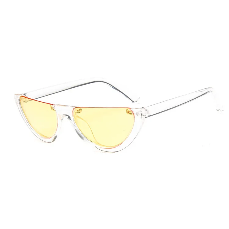 Clear Yellow Iboode, Ретро стиль, кошачий глаз, солнцезащитные очки для женщин, хипстеры, полуоправа, солнцезащитные очки, винтажные, оттенки, прозрачная оправа, Oculos для женщин - Цвет линз: Clear Yellow