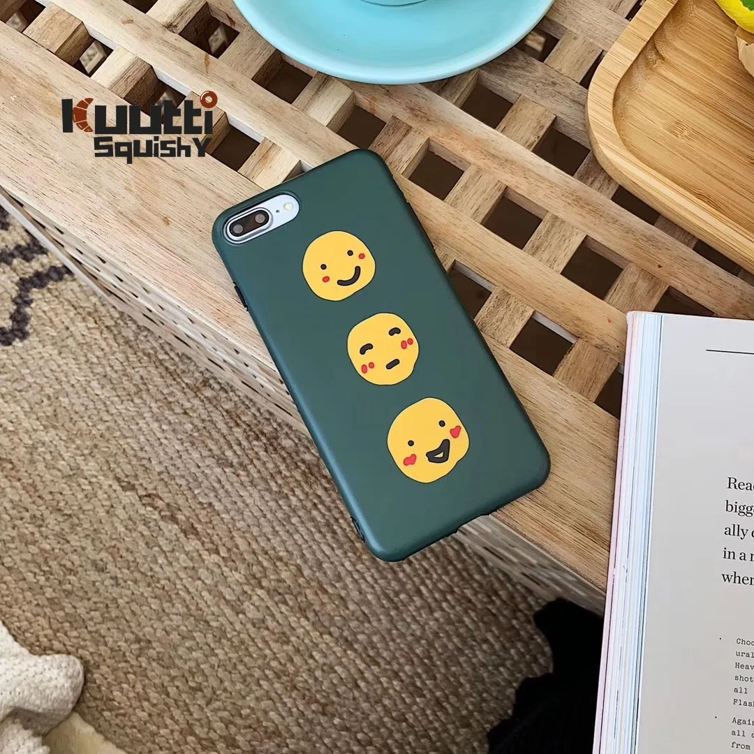 Kuutti Squishy Cute Funny Breif Green Emoji Face Boys Girls Women Summer Phone Case for iPhone 6 6s 7 8 Plus X XR XS Max Covers |