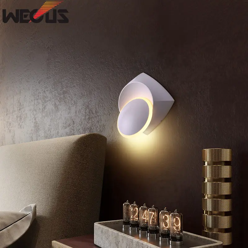 LED Wall Lamp 360 degree rotation adjustable bedside lights aluminum creative wall lamp modern aisle round | Лампы и освещение