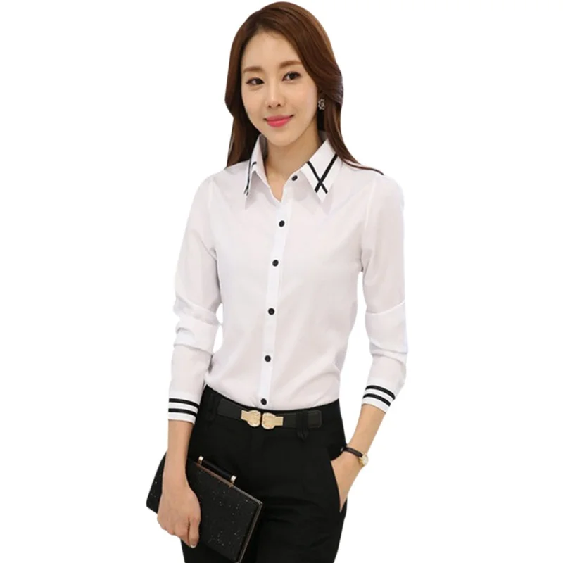 Women Blouses 5XL Plus Size Fashion Shirts Long Sleeve Turn-down Collar Formal Top Elegant Ladies Female Buttons Shirt