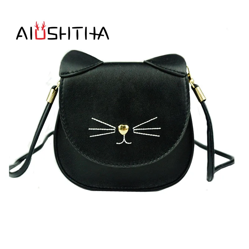children bags handbags girls cat cross body shoulder bag of famous brand kids kawaii cute women new year Christmas present gift | Багаж и