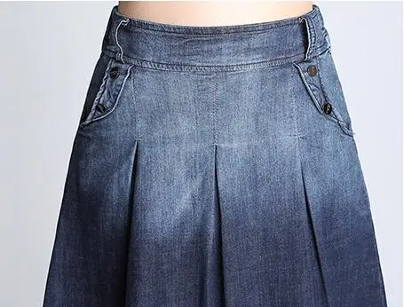 

Spring Fall Casual Women Elastic High Waisted Loose 8xl 7xl Long Denim Skirt , Woman Female Vintage Summer Blue Jeans Skirts