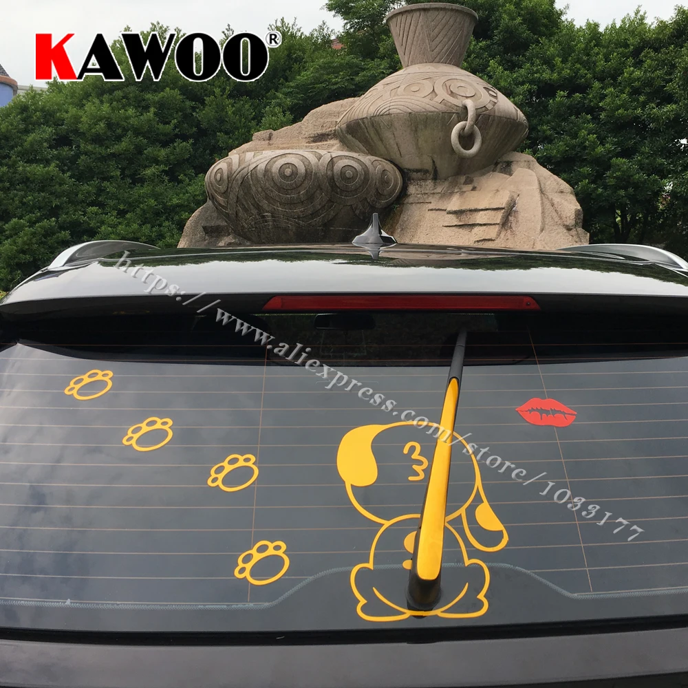 Забавные светоотражающие наклейки KAWOO для автомобиля со светоотражающей собакой