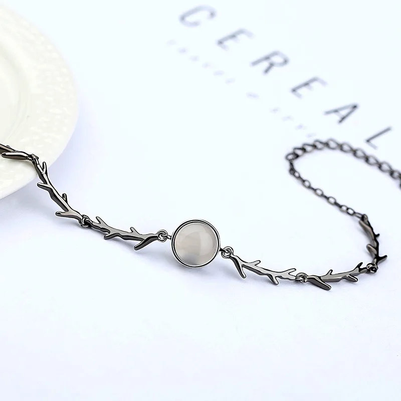 Женский браслет с опалом черный подвеской в виде Розы|bracelets for|charm braceletcharm bracelets for
