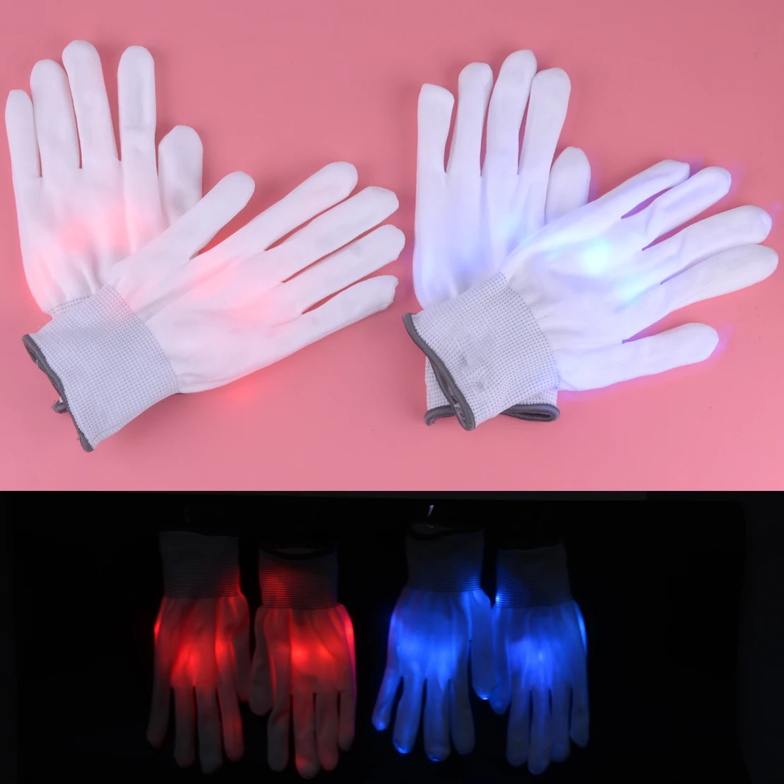 

1pair Christmas Halloween Stage Show Light Up Glowing Gloves Flash Finger Rave Dancing Club Party EDC LED Glow Gloves
