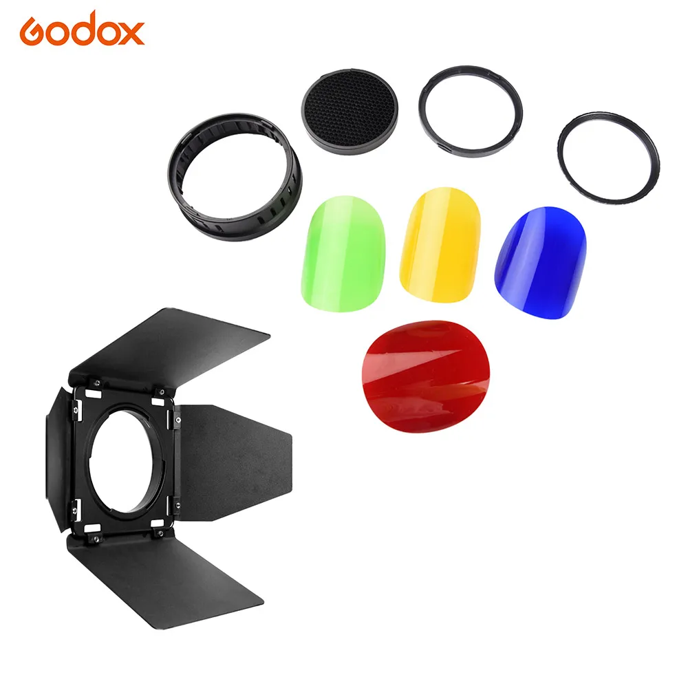 Godox BD08 дверь амбара сотовая сетка и 4 Цвета Гелевые фильтры набор для AD400PRO