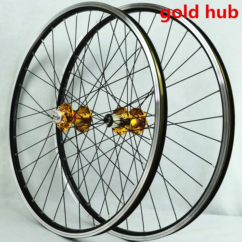 gold hub 26inch Novatec 041/042 MTB горный велосипед передний 2rear4 уплотнительный подшипник ступицы барабаны V/Дисковые тормоза колеса набор колес 7-11 скорость кассеты - Цвет: gold hub 26inch