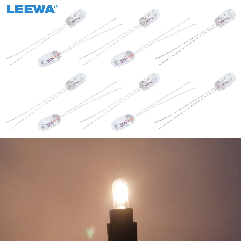 LEEWA 100 шт. теплый белый/янтарный автомобиль T5 12 в 1 2 Вт галогенная лампа внешняя
