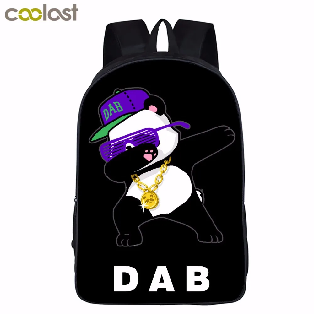 Шикарный Dab принт панды рюкзак Kawaii танец Единорог школьная сумка для подростков