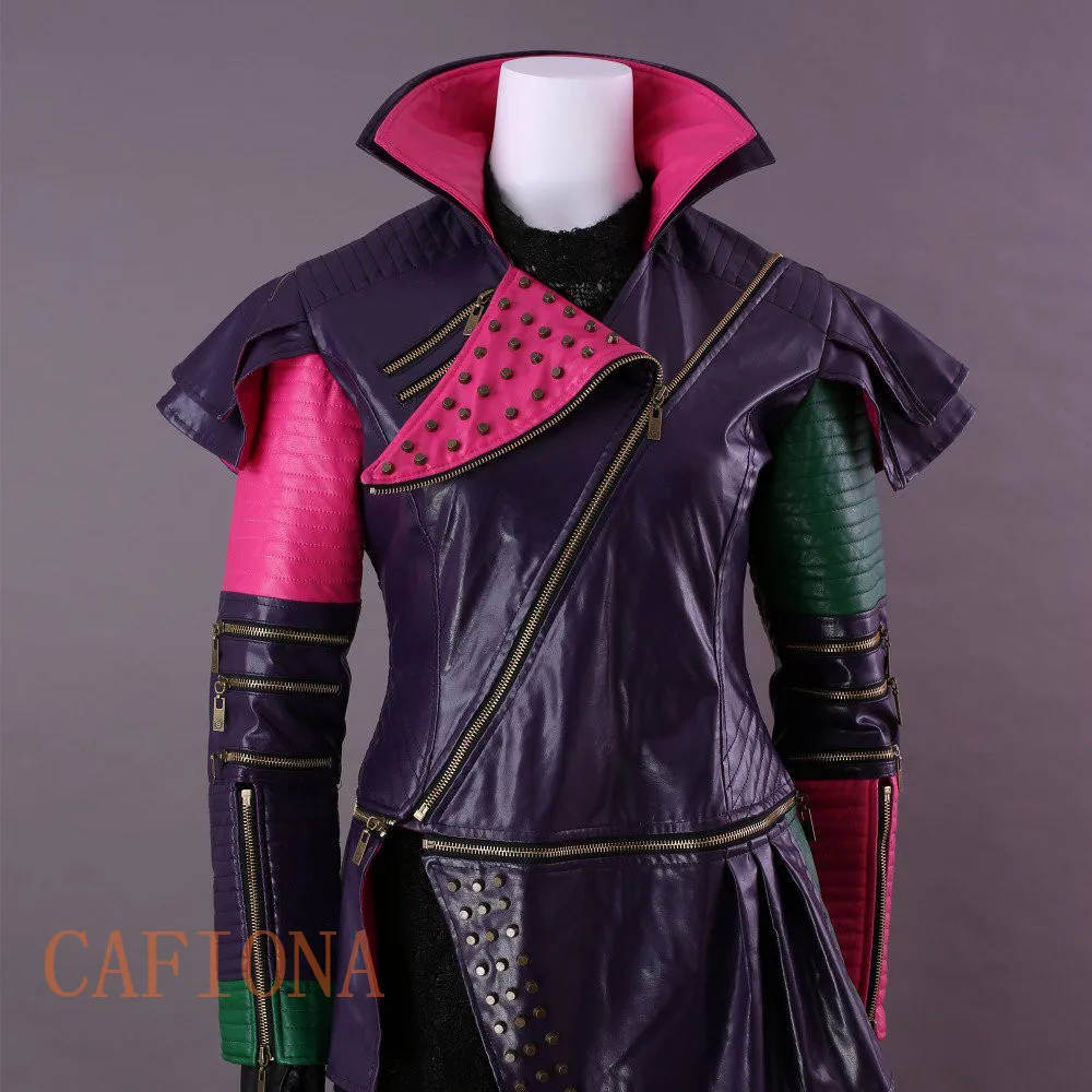 Костюм для косплея малы Cafiona Descendants 2 кожаное пальто в стиле панк полный комплект