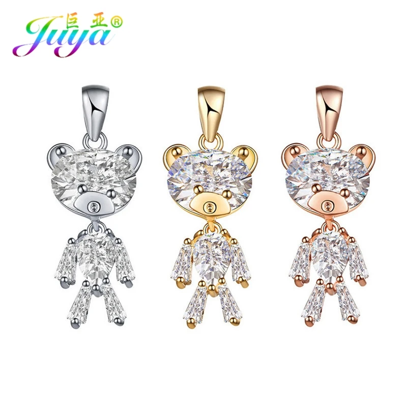 Ювелирные изделия Juya сделай сам с фианитами роскошные игрушки-животные мишка