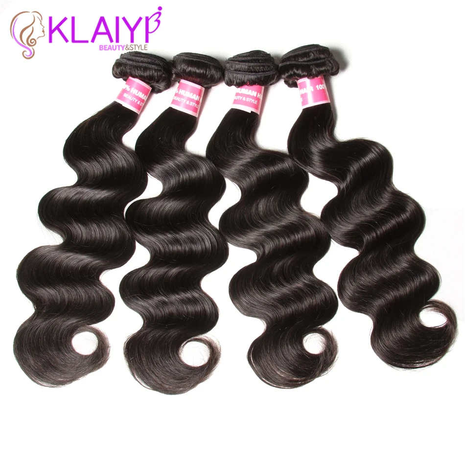 Перуанские накладные волосы волнистые волосы для наращивания Remy человеческие волосы плетение 4 пучка сделать парик натуральный цвет Klaiyi Продукты для волос