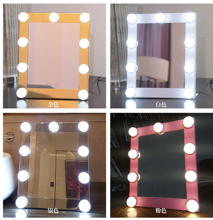 LED Bulb Vanity Lighted Hollywood Makeup Mirror with Dimmer Stage Beauty Mirror vanity mirror with lights for Gift makeup bag
