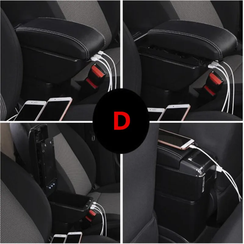 D Black white line Для peugeot 207 подлокотник коробка peugeot 207 Универсальный центральный автомобильный подлокотник для хранения коробка - Название цвета: D Black white line