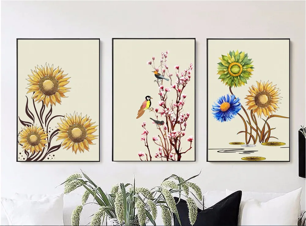 

Nordic Style Kids Room Decor Posters Hd Print Watercolor Sunflower Canvas Painting Nursery Wall Art Picture For Living Room