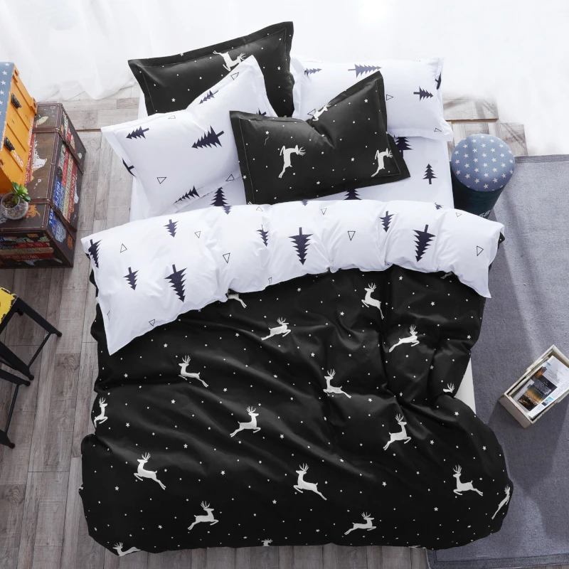 USA Europe Size Printed Bedding Sets Gray Flowers Duvet Cover Set Double Queen King 4/6pcs Soft | Дом и сад