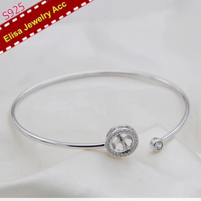 Classic S925 Sterling Silver Pearl Bangle Findings Women DIY Bracelet Jewelry Components 2Pcs/Lot | Украшения и аксессуары