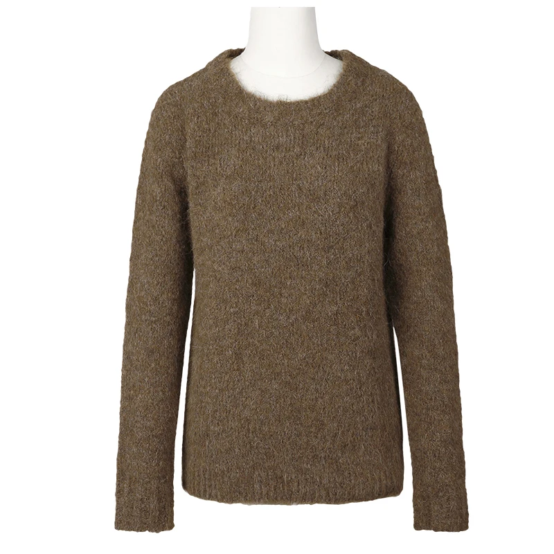 WHITE ISLAND Plush Alpaca Sweater Women Pullover Autumn Winter 2018 New Round Collar Thick Bottom Shirt Knitted Tops 8322 | Женская