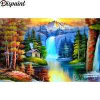 dispaint full squareround drill 5d diy diamond painting tree waterfall embroidery cross stitch 3d home decor a10658