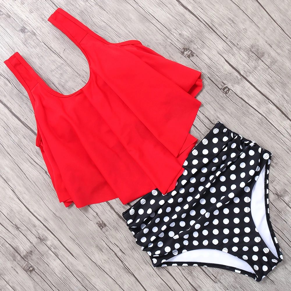 Купальный костюм из двух предметов бикини с высокой талией купальник большого