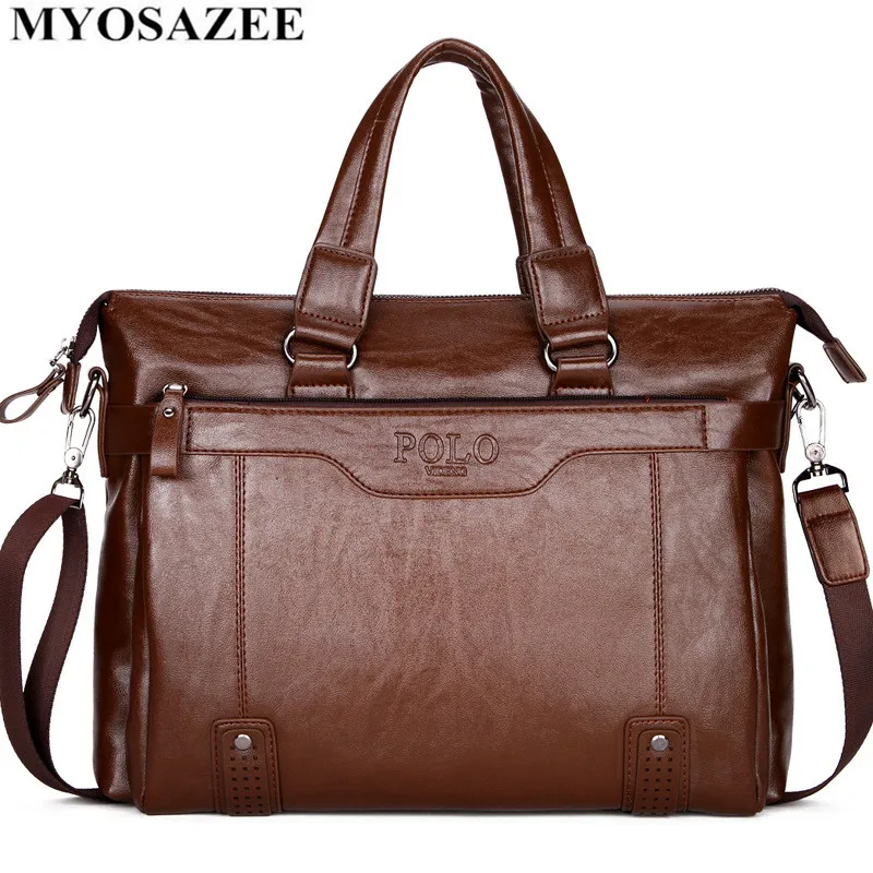 MYOSAZEE Famous Brand Men Fashion Simple Business  Briefcase Bag Male PU Leather Laptop Bag Casual Men Travel Bags Shoulder