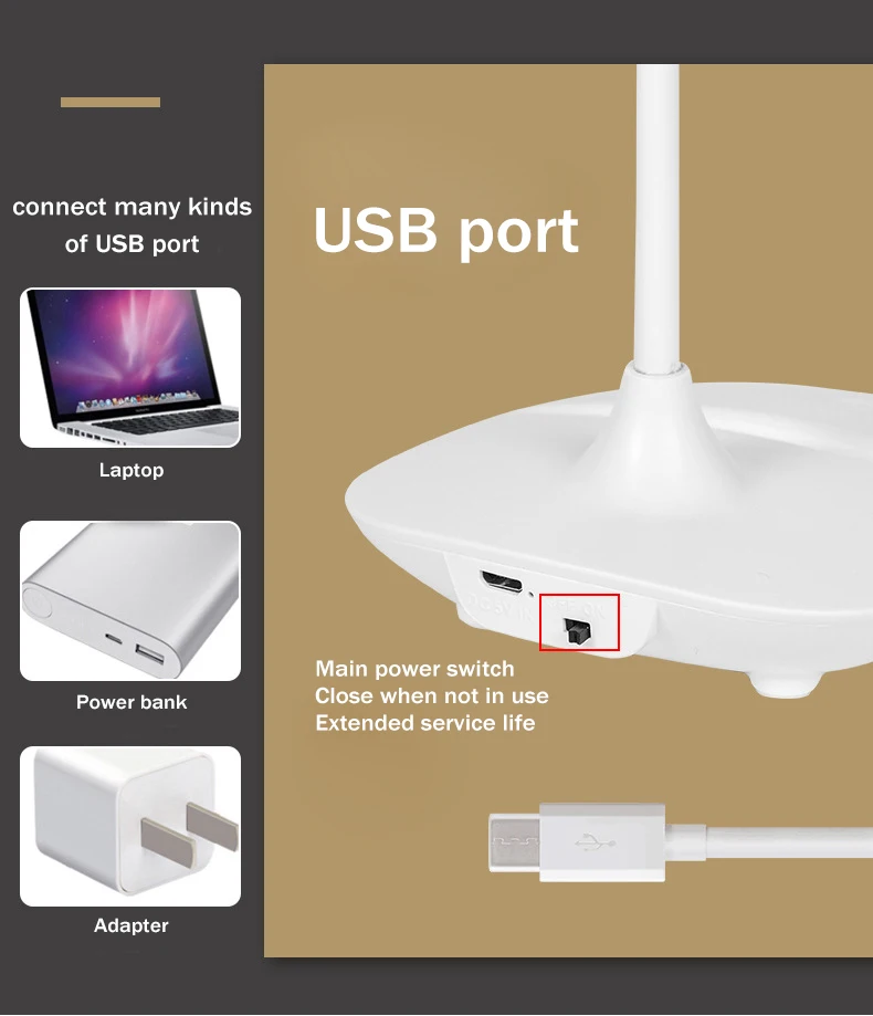 QD3 перезаряжаемый светодиодный настольный светильник 3 уровня гибкая USB защита глаз студенческого общежития для чтения 2000 мАч держатель для телефона