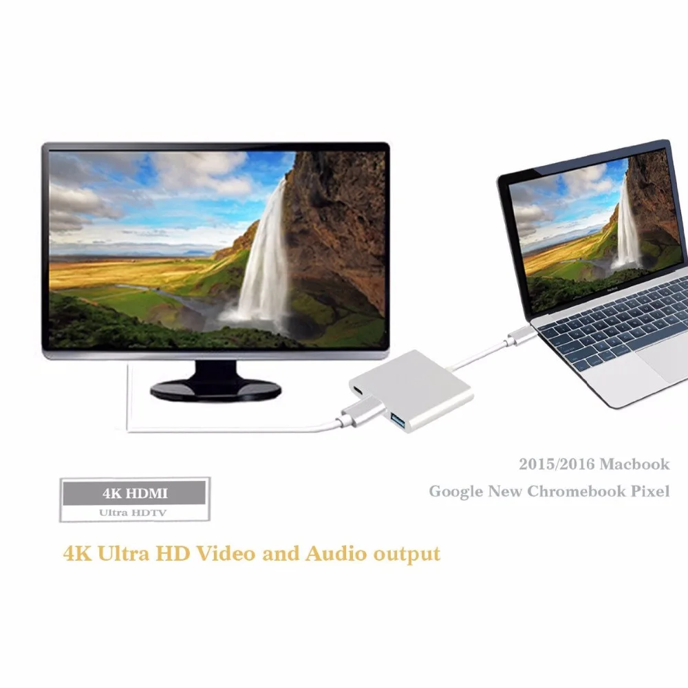 Elistooop Type C к HDMI USB разъем типа 3 1 видео адаптер для Apple Macbook 4K 1080P конвертер|Кабели HDMI|