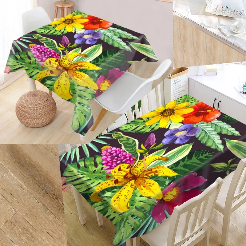 Tropical Flower Custom Table Cloth Oxford Fabric Rectangular Waterproof Oilproof Cover Family Party Tablecloth | Дом и сад