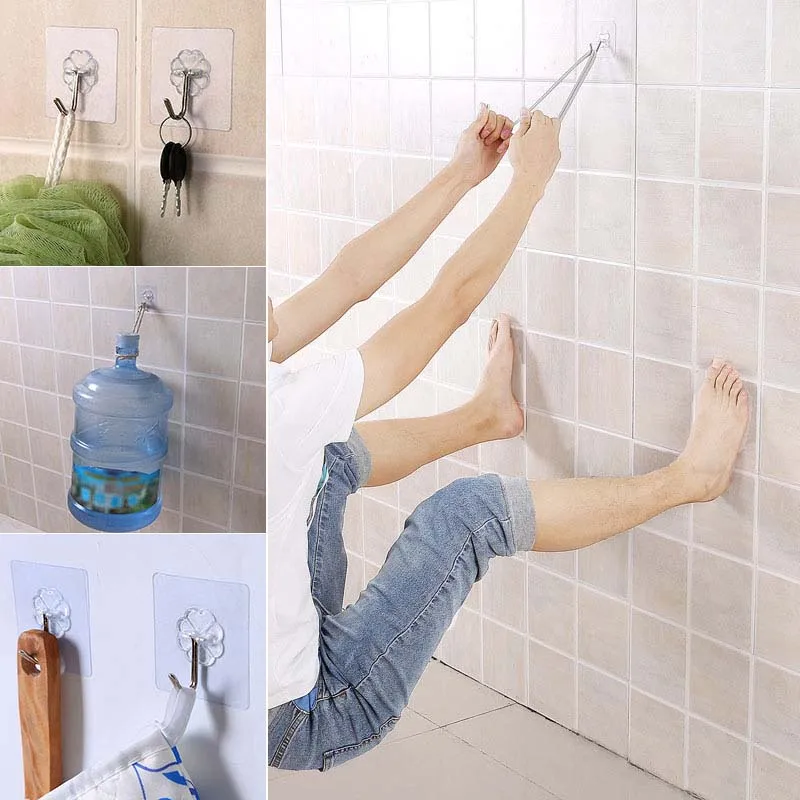 

2pcs/set Bathroom Hooks Removable Bathroom Kitchen Wall Strong Suction Cup Hook Hangers Vacuum Sucker