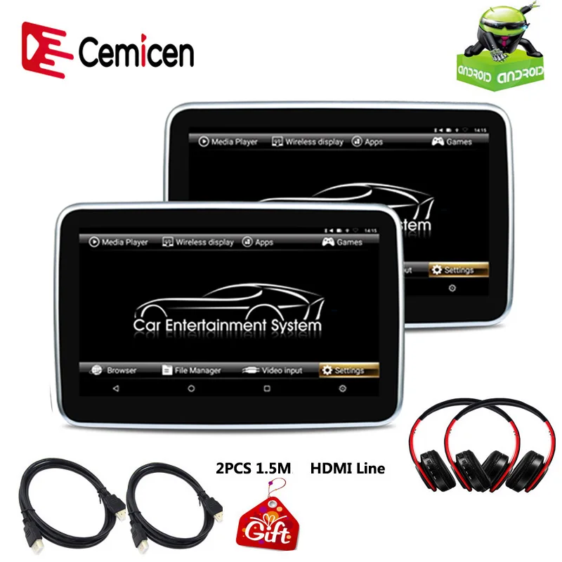 Монитор Cemicen на подголовник автомобиля 10 1 дюйма Android 6 0 MP5 HD 1080P Wi