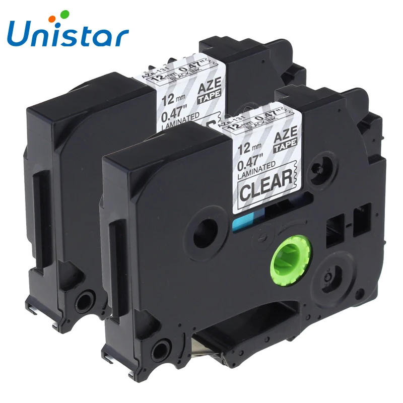 Unistar 2 шт. 12 мм * 8 м Tze 131 Tz131 черный на прозрачных ламинированных совместимых P touch tze
