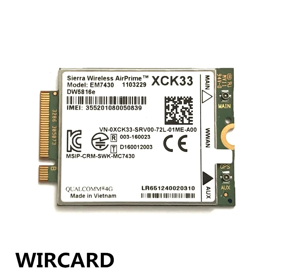 WIRCARD для EM7430 DW5816e GOBI6000 cat6 300M 4G LTE WWAN 7280 7285 7290 7389 7390 7480 E7470|3G модемы| |