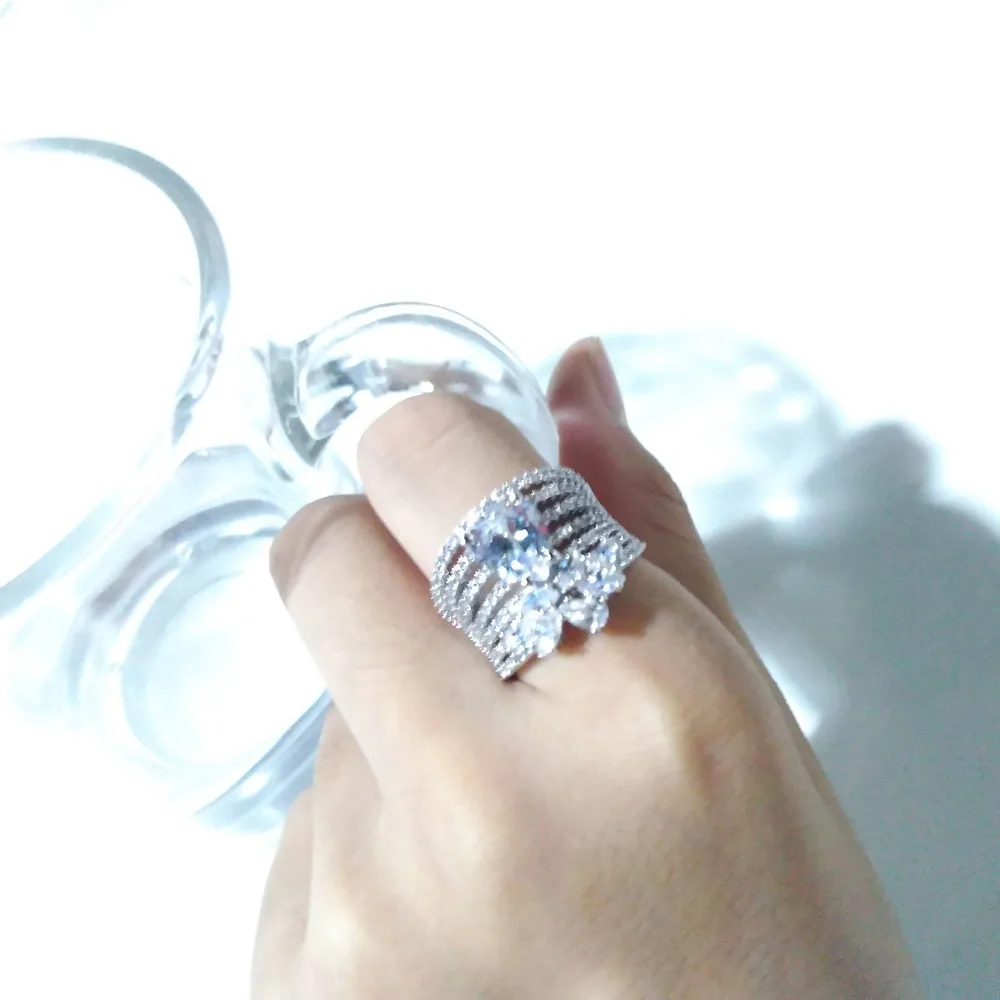 VANAXIN очаровательные кольца Капля воды цветок AAA Bling CZ Помолвочные женские