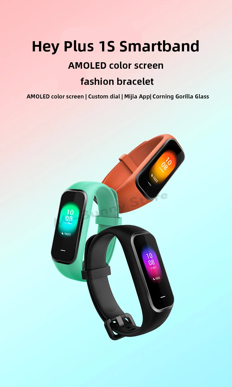 Xiaomi Hey Plus 1S Smartband 0,95 дюймов AMOLED цветной экран встроенный многофункциональный NFC монитор сердечного ритма Hey+ 1S браслет Xiaomi