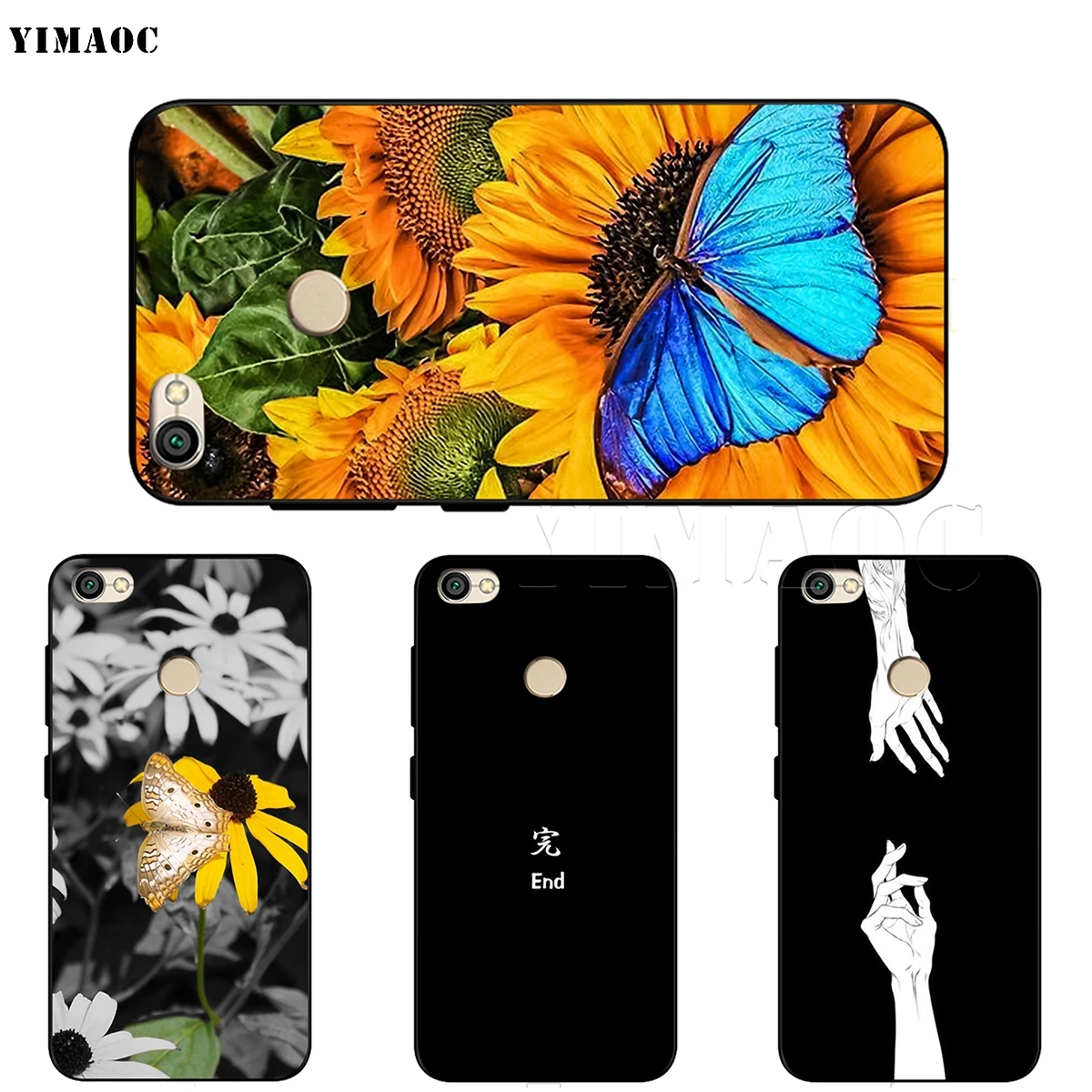 Чехол YIMAOC с бабочками на розах для Xiaomi Redmi mi Note MAX 3 6a 7 6 8 9 go se mi6 mi8 a1 a2 Lite 8A f1 |