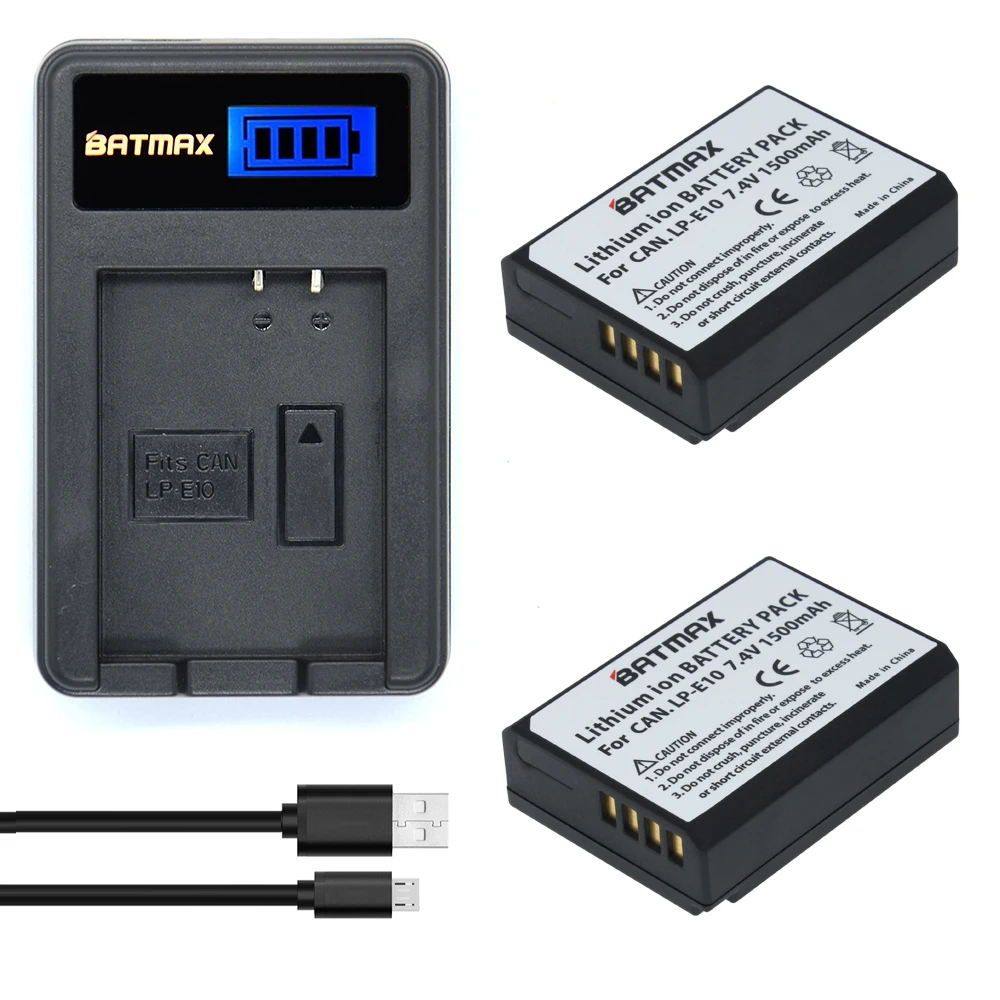 2 шт. LP-E10 LPE10 LP E10 Аккумулятор для камеры 1500 мАч Akku+ ЖК USB зарядное устройство для Canon 1100D 1200D 1300D Rebel T3 T5 KISS X50 X70 Bater