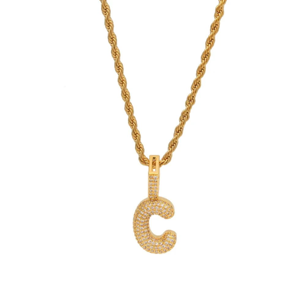 Фианит Bling Bubble Letters кулон Iced Out A Z с первоначальным золотым и серебряным цветом