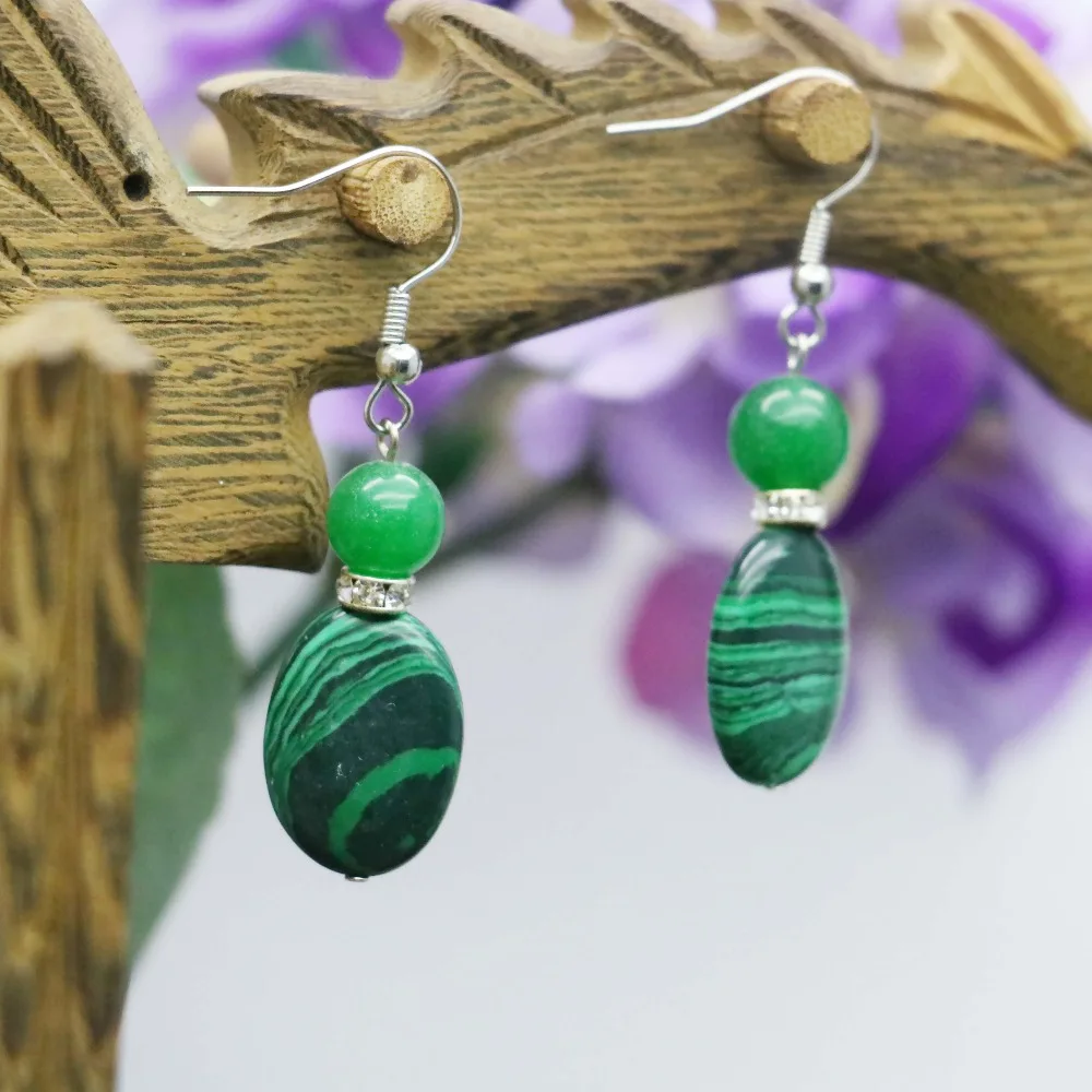 High-quality Classic Green Malachite beads Earrings as gifts for women girls Ladies accessories jewelry making Earbob Eardrop | Украшения и