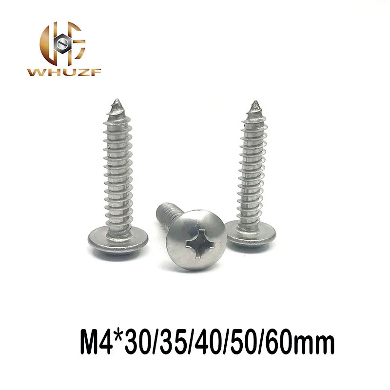 50 шт. M4 * 30/35/40/50/60 мм 304 саморезы из нержавеющей стали большой гриб с плоской