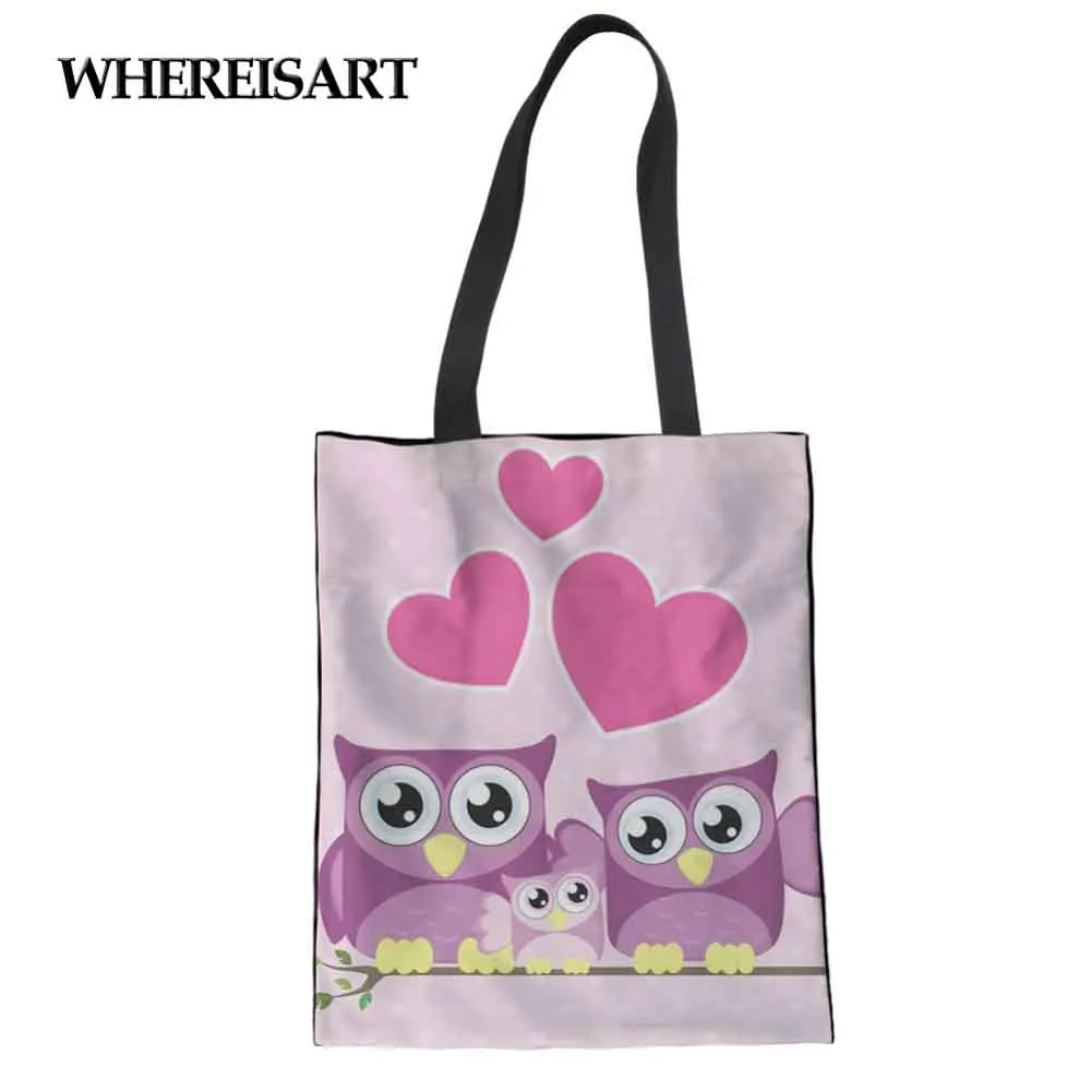 WHEREISART Милая женская Повседневная сумка с принтом совы большая вместительность