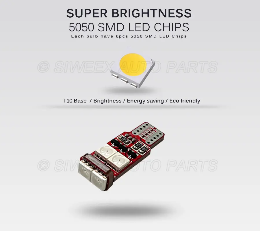 Универсальный T10 194 W5W 501 5050 6 SMD LED Canbus Ошибка интерьерные лампочки автомобиля RGB