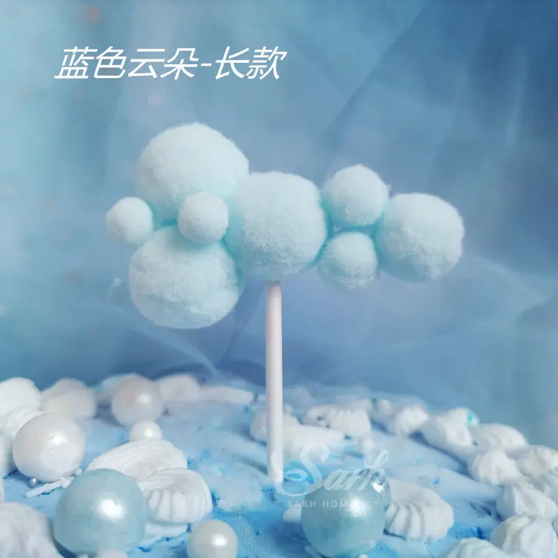 3pcs blue cloud Двухслойные радужные топперы для торта, украшения для ручного письма на день рождения, вечерние феи, принадлежности для детского дня выпечки, прекрасные подарки - Цвет: 3pcs blue cloud