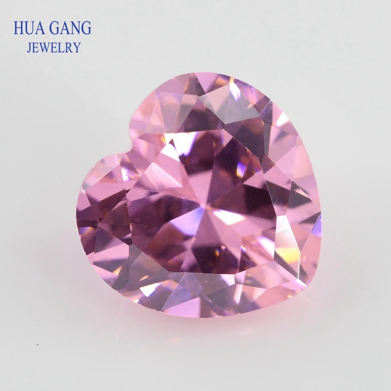 

5A Pink Heart Shape Cubic Zirconia Brilliant Cut Loose CZ Stone Synthetic Gems Beads For Jewelry Size 2x2-16x16mm Free Shipping