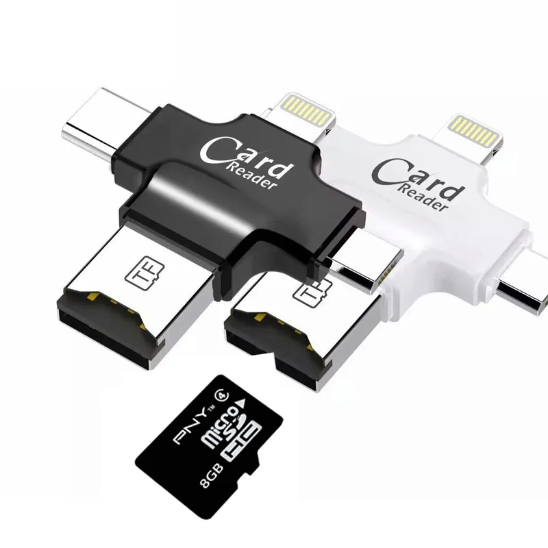 4 в 1 картридер Типа c/Молнии/Micro USB/USB 2.0 Устройство Чтения Карт Памяти Карта Micro Sd