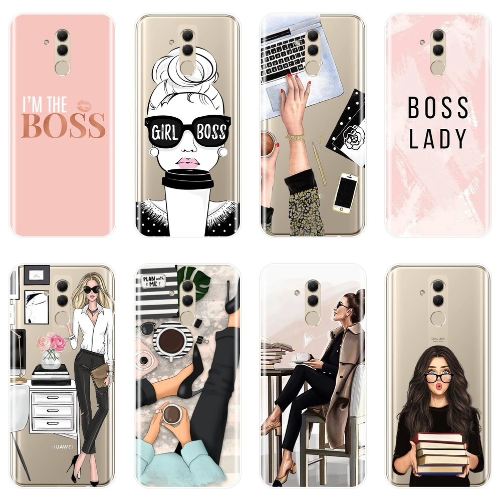 ТПУ чехол для телефона huawei mate 9 10 20 Lite Girl Boss Pink women Ladies Silicone мягкая задняя крышка для huawei mate 7 8 9 10 20 Pro