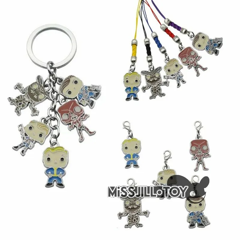Брелок для ключей из металлического сплава с мультяшным рисунком Fallout 4 Vault Boy 3