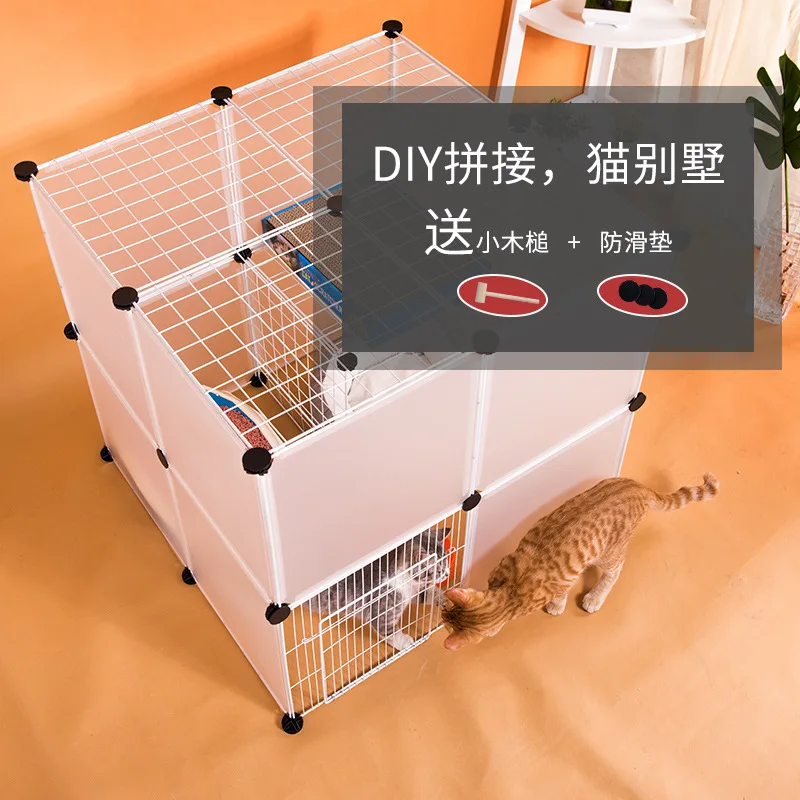 Кошка клетке отечественных kittenVilla DIY Комбинации двухэтажные забор анти-джампинг кошка забор Indoor Cathouse Кошкин дом поставки